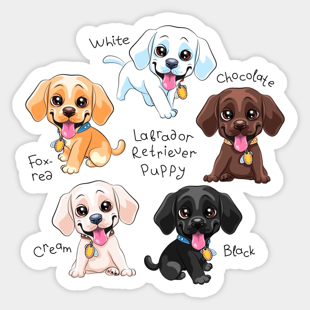 Set of cute little puppy Labrador Retriever Sticker by kavalenkava